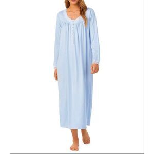 Eileen West light blue sweater knit soft long sleeve nightgown sleepwear XL